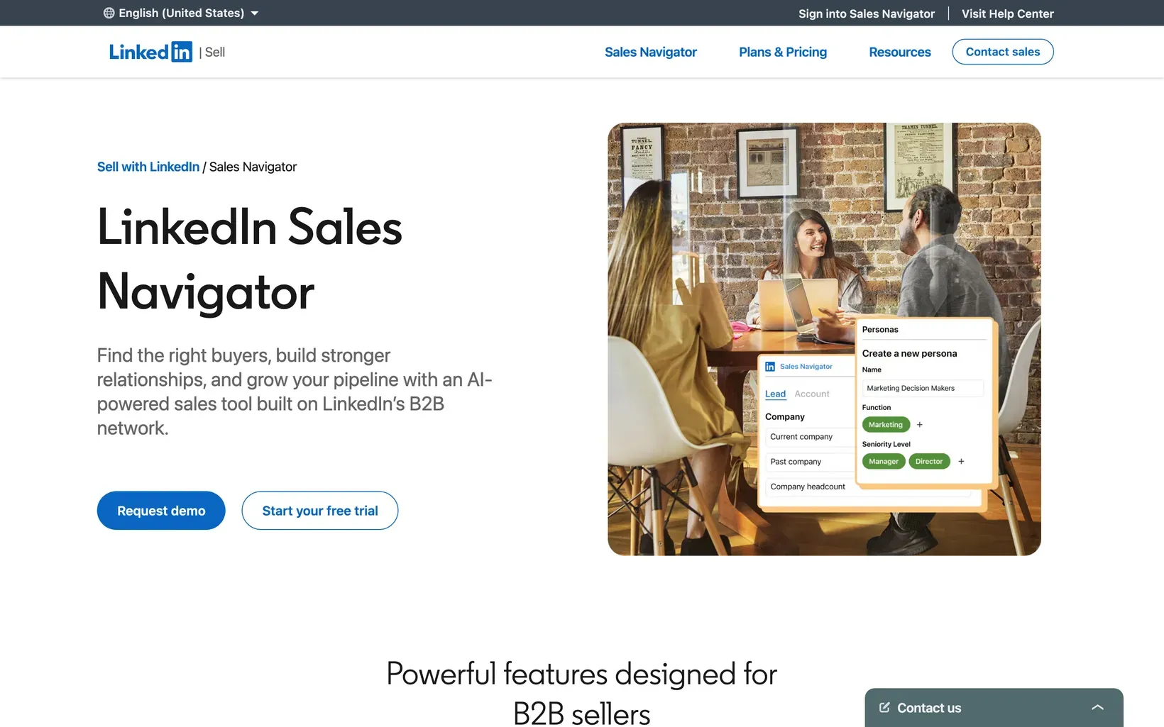 Page de présentation de LinkedIn Sales Navigator, outil de recherche de prospects